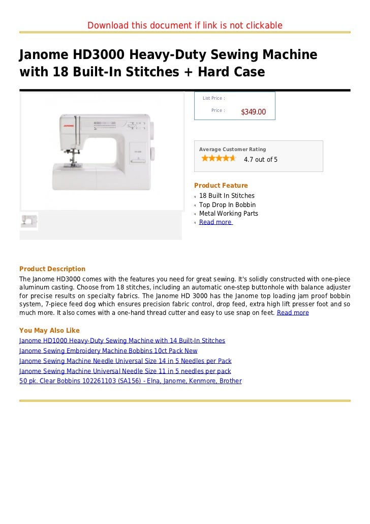 Janome hd3000 heavy duty sewing machine with 18 builtin stitches