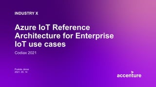 INDUSTRY X
Azure IoT Reference
Architecture for Enterprise
IoT use cases
Codiax 2021
Puskás János
2021. 05. 14
 
