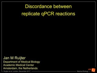 Medical BiologyRuijter et al, London, December 2017
Discordance between
replicate qPCR reactions
Jan M Ruijter
Department of Medical Biology
Academic Medical Center
Amsterdam, the Netherlands
 