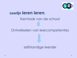 Leerlijn leren leren:
Kerntaak van de school
Ontwikkelen van leercompetenties
zelfstandige leerder
 