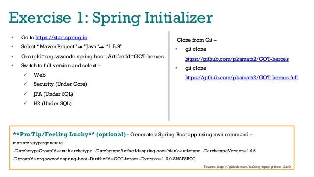 spring boot exercises