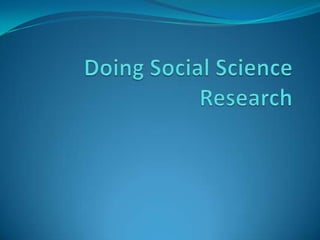 Doing Social Science Research 