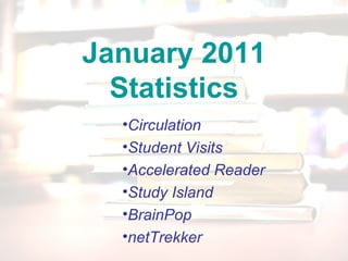 January 2011 Statistics ,[object Object],[object Object],[object Object],[object Object],[object Object],[object Object]