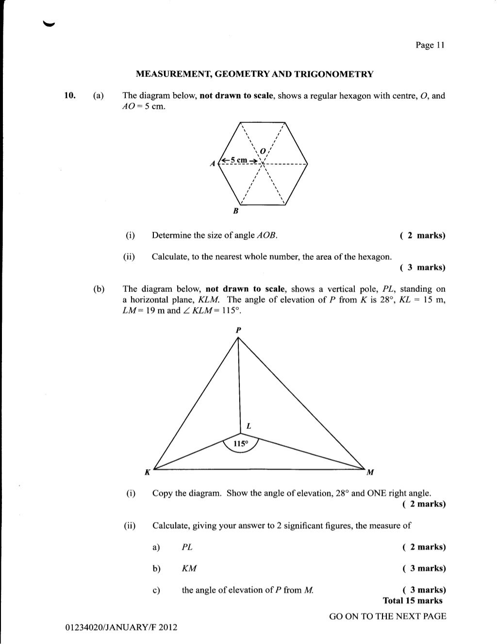 Csec mathematics january 2012 past paper