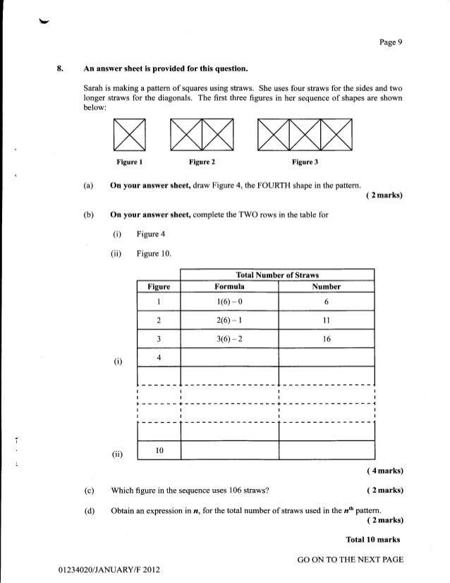Csec mathematics january 2012 past paper