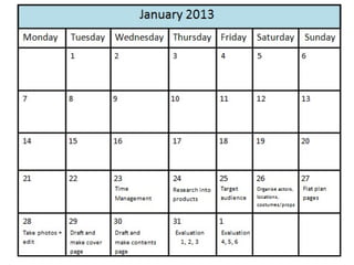 January 2013 calendar