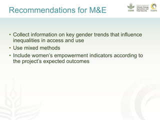 Promoting gender equality in rural climate services