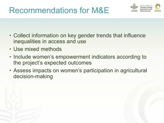 Promoting gender equality in rural climate services