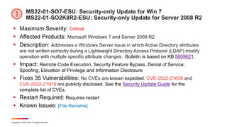 Copyright © 2022 Ivanti. All rights reserved.
MS22-01-SO7-ESU: Security-only Update for Win 7
MS22-01-SO2K8R2-ESU: Securit...