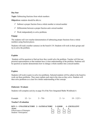 Mathematics FractionLesson Plan | DOC