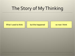 The Story of My Thinking but this happened so now I think What I used to think 