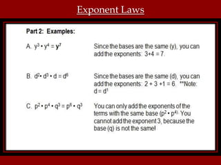 Exponent Laws
 