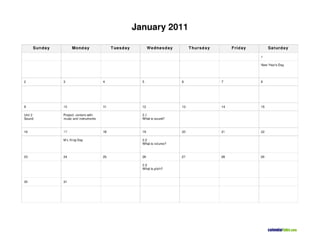 January calendar- Science