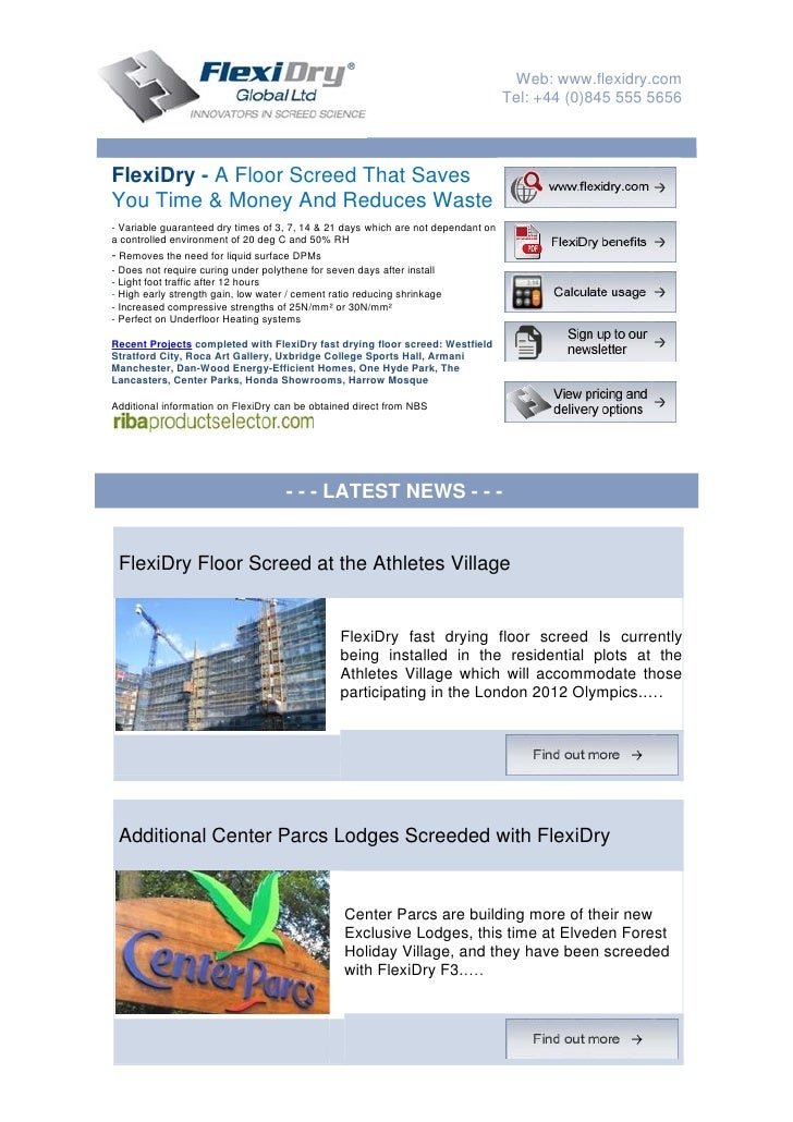 Flexidry Fast Drying Floor Screed January Ebulletin