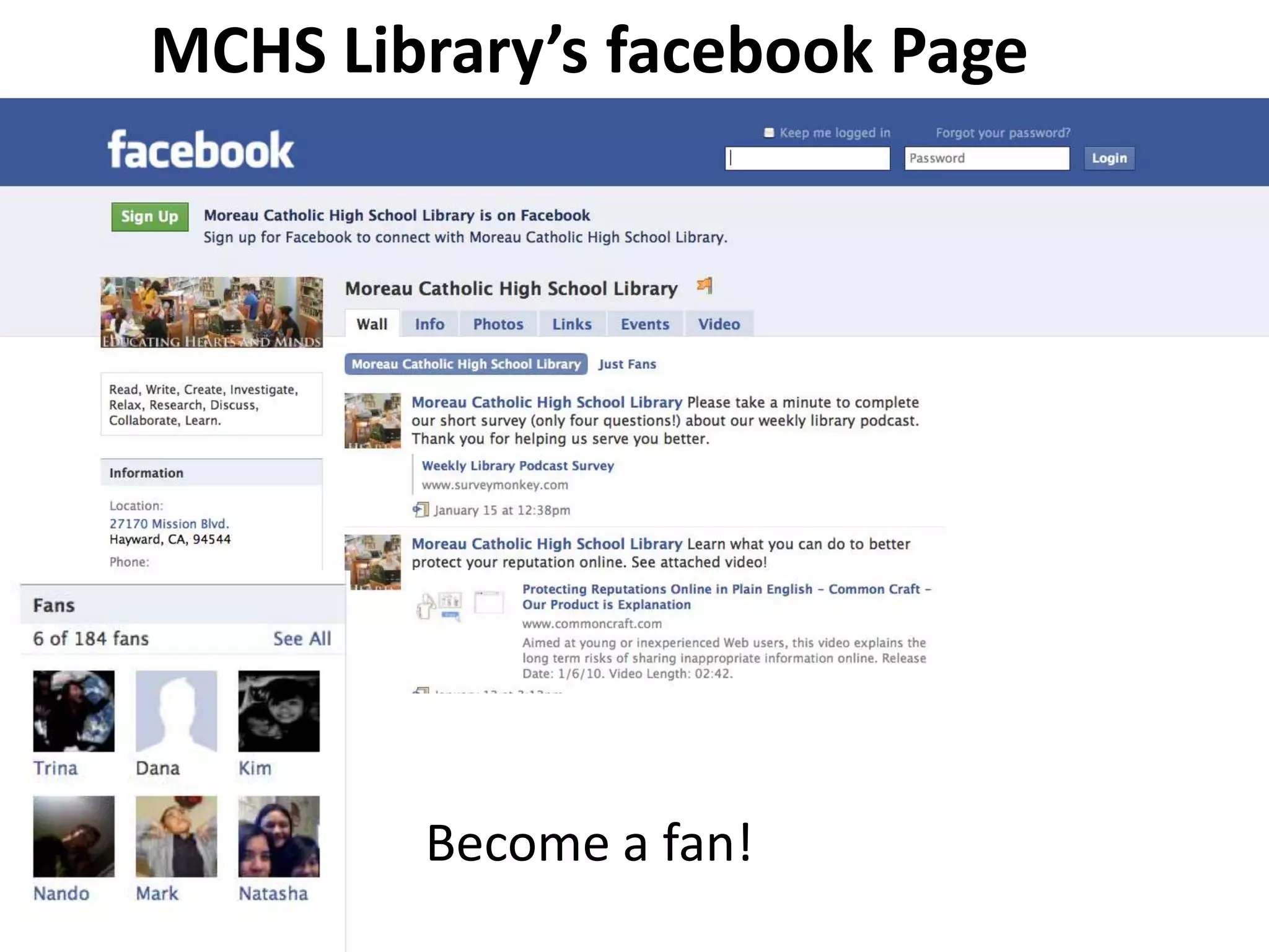 MCHS Library’s facebook PageBecome a fan!