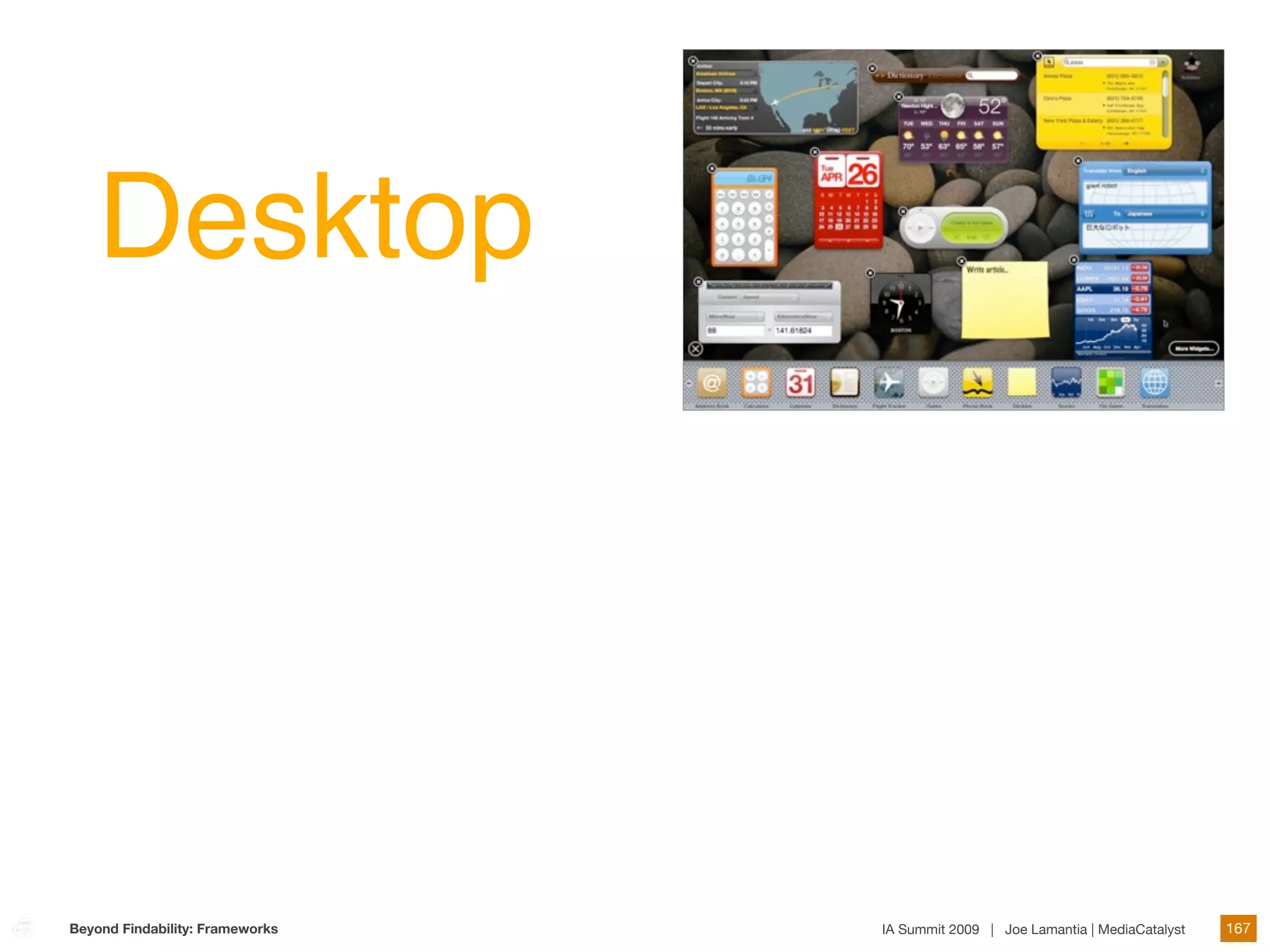 Desktop




Beyond Findability: Frameworks   IA Summit 2009 | Joe Lamantia | MediaCatalyst   167
 