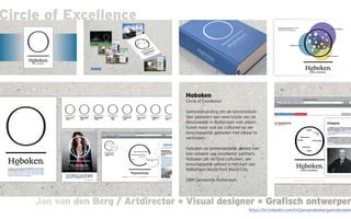 Jan van den Berg / Artdirector * Visual designer * Grafisch ontwerperJan van den Berg / Artdirector * Visual designer * Grafisch ontwerper
Circle of Excellence
Hoboken
Circle of Excellence
Gebiedsbranding om de binnenstede-
lijke gebieden aan weerszijde van de
Westzeedijk in Rotterdam niet alleen
fysiek maar ook als cultureel en we-
tenschappelijk gebieden met elkaar te
verbinden.
Hoboken als binnenstedelijk gebied met
een netwerk van ‘excellente’ partners.
Hoboken als verfijnd cultureel-, we-
tenschappelijk gebied in het hart van
Rotterdam World Port World City.
OBR Gemeente Rotterdam
https://nl.linkedin.com/in/janvandenbergamsterdam
 