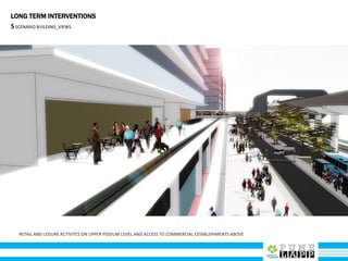 RETAIL AND LEISURE ACTIVITES ON UPPER PODIUM LEVEL AND ACCESS TO COMMERCIAL ESTABLISHMENTS ABOVE
LONG TERM INTERVENTIONS
5SCENARIO BUILDING_VIEWS
 