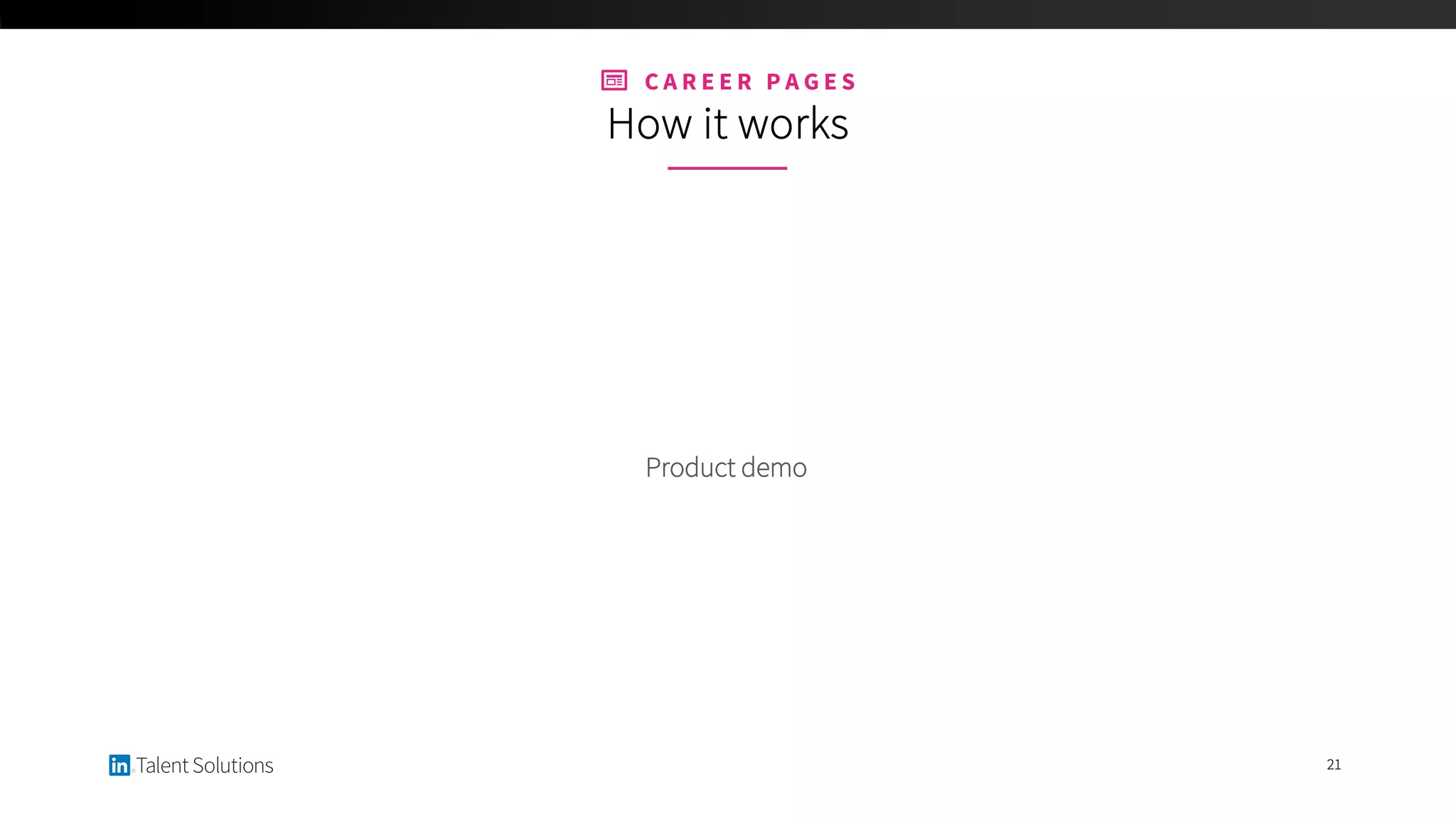 21
C A R E E R P A G E S
How it works
Product demo
 