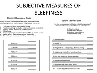 SUBJECTIVE MEASURES OF
SLEEPINESS
 