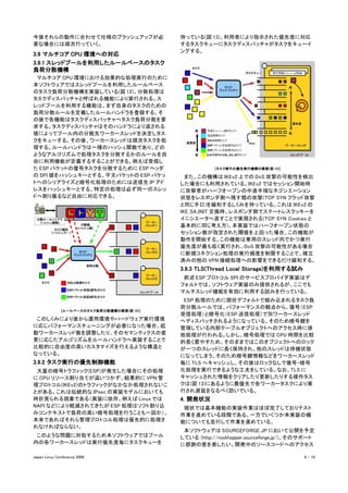今後それらの動作に合わせて仕様のブラッシュアップが必                  持っている(図 13)。利用者により指示された優先度に対応
要な場合には順次行っていく。                              するタスクキューにタスクディスパッチャがタスクをキューイ
                                            ングする。
3.9 マルチコア CPU 環境への対応
3.9.1 スレッドプールを利用したルールベースのタスク
負荷分散機構
　マルチコア CPU 環境における効果的な処理実行のために
本ソフトウェアではスレッドプールを利用したルールベース
のタスク負荷分散機構を実装している(図 12)。分散処理は
タスクディスパッチャと呼ばれる機能により実行される。ス
レッドプールを利用する機能は、まず自身のタスクのための
負荷分散ルールを定義したルールハンドラを登録する。そ
の後で各機能はタスクディスパッチャへタスク負荷分散を要
求する。タスクディスパッチャはそのハンドラにより返される
値によってプール内の分散先ワーカースレッドを決定しタス
クをキューする。その後、ワーカースレッドは順次タスクを処
理する。ルールハンドラは一種のハッシュ関数であり、どの
ようなアルゴリズムで処理タスクを分散するかのルールを自
由に利用機能が定義するすることができる。例えば受信し
た ESP パケットの復号タスクを分散するために ESP ヘッダ                        [タスク実行の優先実行機構の概要(図 13)]

の SPI 値をハッシュキーとする、平文パケットの ESP パケッ           　また、この機構は IKEv2 上での DoS 攻撃の可能性を検出
トへのシリアライズと暗号化処理のためには送信先 IP アド               した場合にも利用されている。IKEv2 ではセッション開始時
レスをハッシュキーとする、特定の処理は必ず同一のスレッ                 に攻撃者がハーフオープンの中途半端なネゴシエーション
ドへ割り振るなど自由に対応できる。                           状態をレスポンダ側へ残す類の攻撃(TCP SYN フラッド攻撃
                                            と同じ手口)を緩和するしくみを持っている。これは IKEv2 の
                                            IKE_SA_INIT 交換時、レスポンダ側でステートレスクッキーを
                                            イニシエータへ返すことで実現される(TCP SYN Cookies と
                                            基本的に同じ考え方)。本実装ではハーフオープン状態の
                                            セッション数が指定された閾値を上回った場合、この機能が
                                            動作を開始する。この機能は専用のスレッド内でかつ実行
                                            優先度が最も低く実行され、DoS 攻撃の可能性がある場合
                                            に新規コネクション処理の実行頻度を制限することで、確立
                                            済みの他の VPN 接続処理への影響をできるだけ緩和する。
                                            3.9.3 TLS(Thread Local Storage)を利用する試み
                                            　前述 ESP プロトコル SPI のサービスプロバイダ実装はデ
                                            フォルトでは、ソフトウェア実装のみ提供されるが、ここでも
                                            マルチスレッド機能を有効に利用する試みを行っている。
                                            　ESP 処理のために現状デフォルトで組み込まれるタスク負
                                            荷分散ルールでは、パフォーマンスの観点から、復号（ESP
              [ルールベースのタスク負荷分散機構の概要(図 12)]
                                            受信処理）と暗号化（ESP 送信処理）で別ワーカースレッド
　このしくみにより後から運用環境やハードウェア実行環境                 へディスパッチされるようになっている。そのため暗号鍵を
に応じパフォーマンスチューニングが必要になった場合、起                 管理している内部テーブルオブジェクトへのアクセス時に排
動ワーカースレッド数を調整したり、そのセマンティクスの変                他処理が行われる。しかし、暗号処理では CPU 時間を比較
更に応じたアルゴリズムをルールハンドラへ実装することで                 的長く費やすため、そのままではこのオブジェクトへのロック
比較的に自由度の高いカスタマイズを行えるような構造と                  が一つのスレッドに長く保持され、他のスレッドは待機状態
なっている。                                      になってしまう。そのため暗号鍵情報などをワーカースレッド
3.9.2 タスク実行の優先制御機能                          毎に TLS へキャッシュし、その後はロックなしで復号・暗号
　大量の暗号トラフィック(ESP)が発生した場合にその処理               化処理を実行できるような工夫をしている。なお、TLS に
に CPU リソース割り当てが追いつかず、結果的に VPN 管             キャッシュされた情報をクリアしたり更新したりする操作タス
理プロトコル(IKEv2)のトラフィックがなかなか処理されないこ            クは(図 13)にあるように最優先で各ワーカータスクにより実
とがある。これは伝統的な IPsec の実装モデルにおいても              行され遅延をなるべく防いでいる。
時折見られる現象である（実装に依存。例えば Linux では              4. 開発状況
NAPI などにより軽減されてきたが ESP 処理はソフト割り込            　現状では基本機能の実装作業はほぼ完了しておりテスト
みコンテキストで負荷の高い暗号処理を行うことも一因か）。                作業を進めている段階である。一方でいくつか未実装の機
本来であればそれら管理プロトコル処理は優先的に処理さ                  能についても並行して作業を進めている。
れなければならない。
                                            　本ソフトウェアは SOURCEFORGE.JP において公開を予定
　このような問題に対処するため本ソフトウェアではプール                 している (http://rockhopper.sourceforge.jp/)。そのサポート
内の各ワーカースレッドは実行優先度毎にタスクキューを                  に感謝の意を表したい。開発中のソースコードへのアクセス

Japan Linux Conference 2009                                                            8 / 10
 