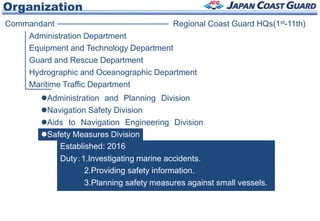 Established: 2016
Duty：
3.Planning safety measures against small vessels.
Organization
Safety Measures Division
 