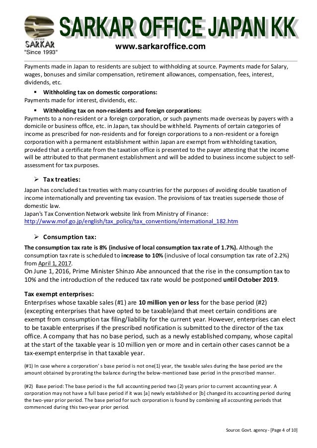 Japanese Corporate Tax At a Glance in Bullet points