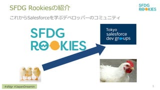 #sfdgr #JapanDreamin
SFDG RookiesνB
줫Salesforceѧ֥ǥ٥åѩ`Υߥ˥ƥ
3
 
