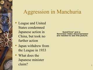 Aggression in Manchuria ,[object Object],[object Object],[object Object]