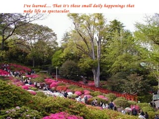 I've learned.... That it's those small daily happenings that make life so spectacular. 