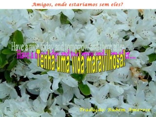 Amigos, onde estaríamos sem eles?   Have a nice today and tomorrow and there after....  Tenha uma vida maravilhosa! Tradução: Rubem Amorese 