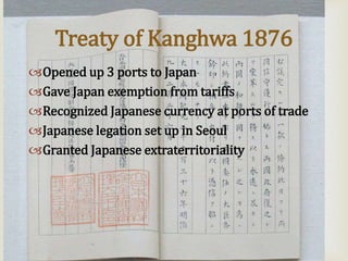 
Tonghak movement (1860s)
By 1894, major crisis
Korea seeks assistance from China
Japan also sends troops
Japan gain...