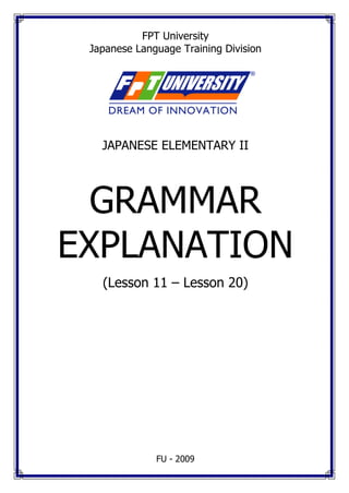 Japanese elementary 1_grammar_explanation | PDF