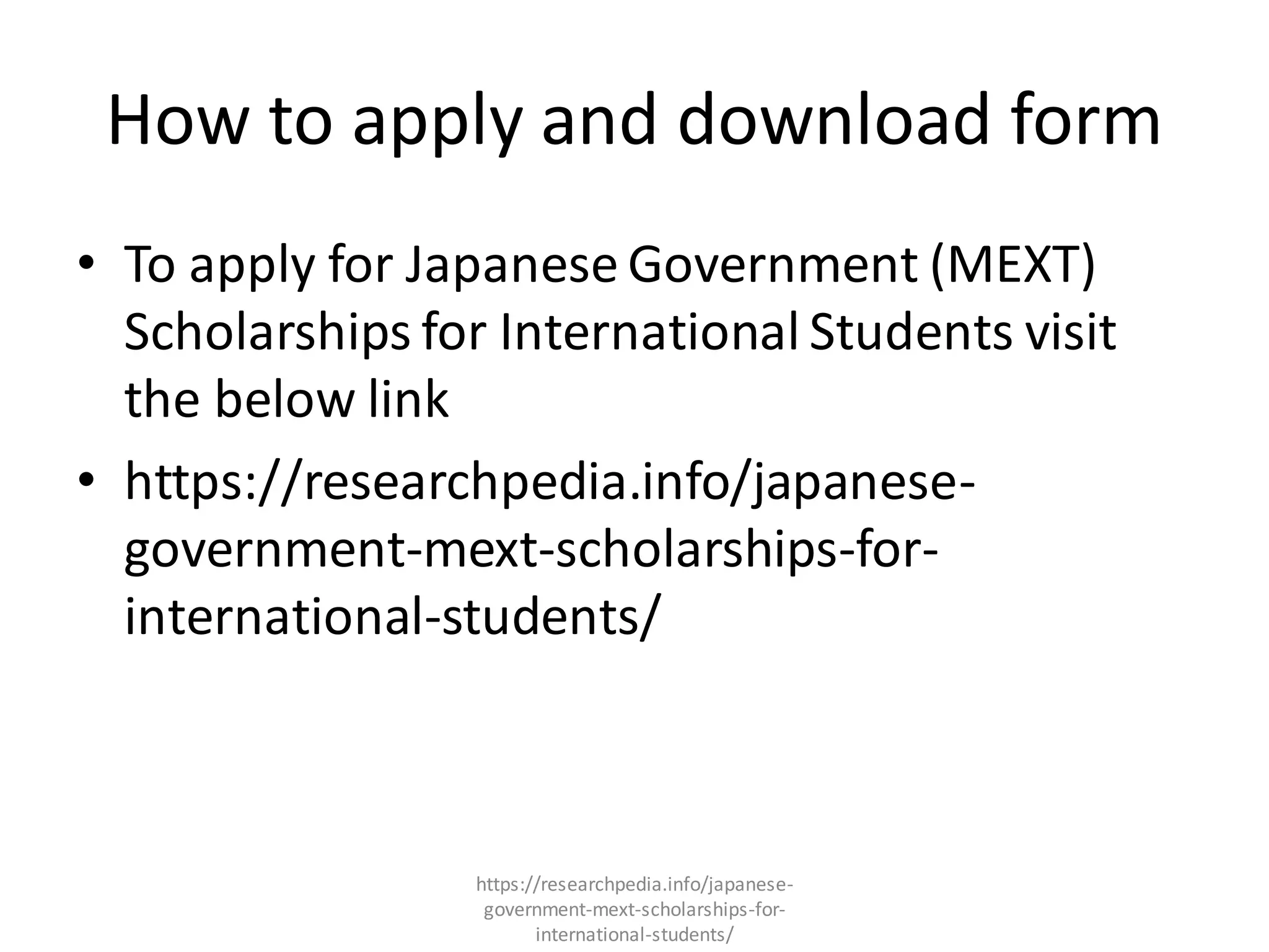 Japanese government mext scholarships for international students ppt