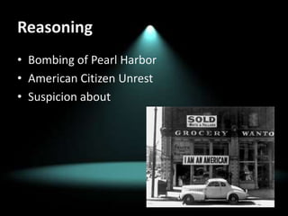 ReasoningBombing of Pearl HarborAmerican Citizen UnrestSuspicion about 