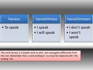 Japanese Verb Conjugation Part 1 | PPTX