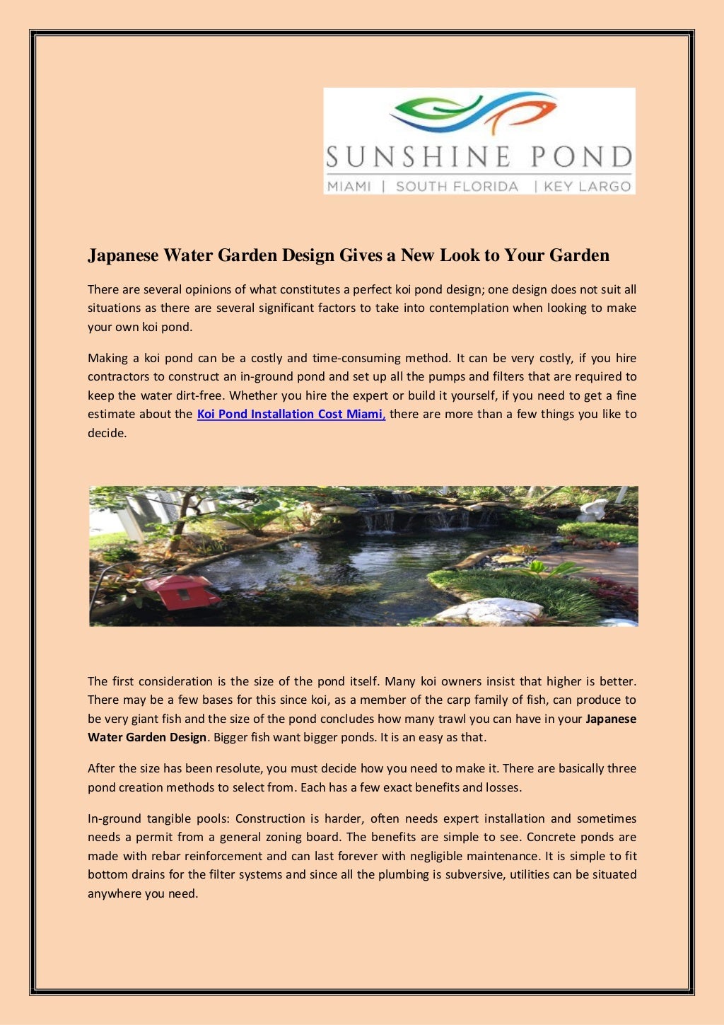 Japanese water garden design gives a new look to your garden