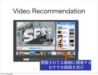 Video Recommendation




2011年11月28日月曜日
 