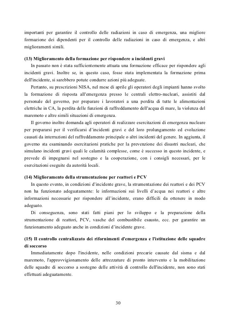 Traduzione Italiana Rapporto incidente Fukushima all'IAEA