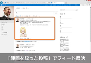 「範囲を絞った投稿」でフィード反映
 