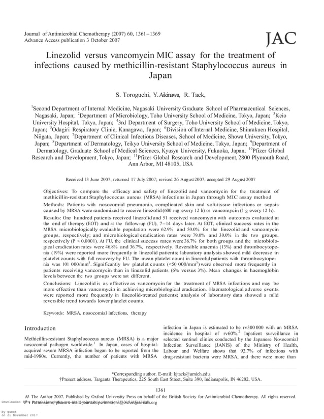 Linezolid versus MIC assay for the treatment of infections