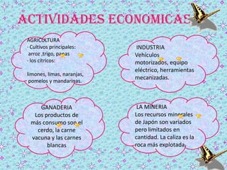 AGRICULTURA
· Cultivos principales:
arroz ,trigo, papas
· los cítricos:
limones, limas, naranjas,
pomelos y mandarinas.
AC...