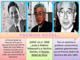 el Premio Nobel de
Física de 1973 por el
descubrimiento del EFECTO
TÚNEL DEL ELECTRÓN. Es
también conocido por la
invenció...