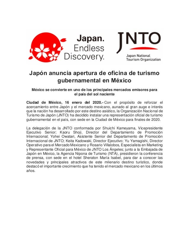 Jap�n anuncia apertura de oficina de turismo
gubernamental en M�xico
M�xico se convierte en uno de los principales mercado...