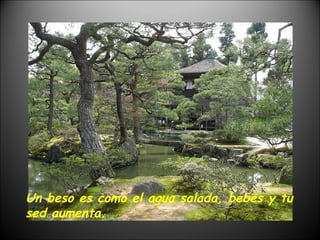 Un beso es como el agua salada, bebes y tu sed aumenta. 