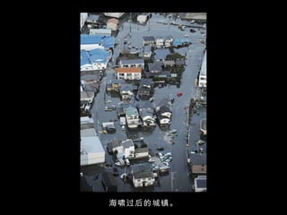 海啸过后的城镇。 