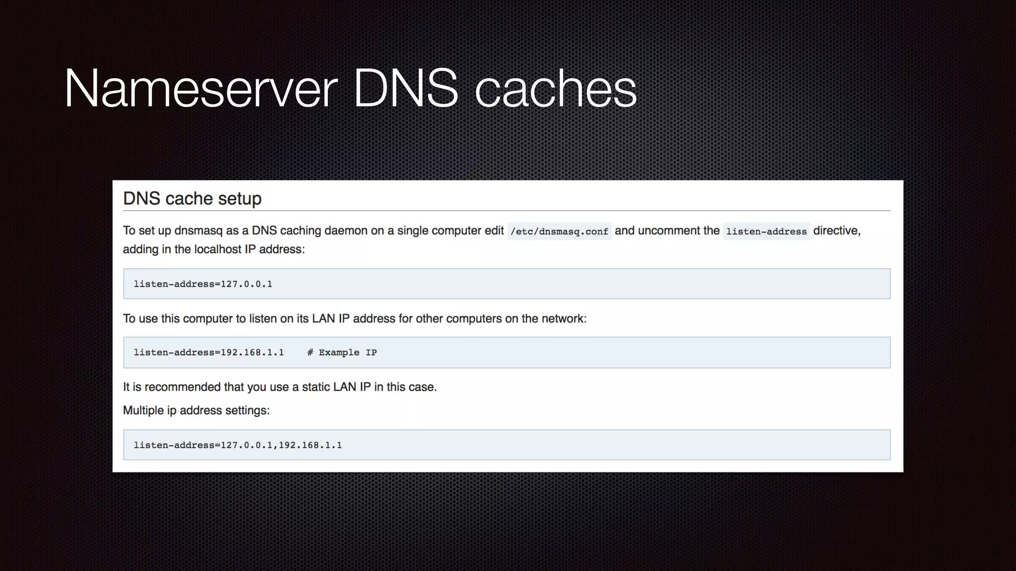 Nameserver DNS caches
 