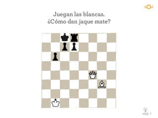 9
Juegan las blancas.
¿Cómo dan jaque mate?
 