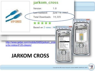 http://www.getjar.com/mobile/6485/jarkom_cros
s-for-nokia-6120-classic/



     JARKOM CROSS
 