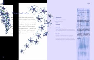 3366 
Viuvinha (Petrea subserrata) Ar 37 
¨“¦¨“š’ŠÄ¦˜Š¡‹¦£¤œŽ¡Š˜œ£ŚŽ- 
xíveis de até 5 metros de altura, nativa 
do Brasil. 
£Śœ¡Ž£Ÿ¦Ž£Žœ¡˜Š˜Ž˜“šŚœ¡Ž£- 
cências grandes como cachos, são azuis- 
-arroxeadas, pequenas e delicadas, de 
œ¡˜Š¤œŽ£¤¡Ž—ŠœနŚœ¡ŠÀ³œ£Ž±šœ 
ŊšŠ—œ“š¨Ž¡šœŽ“šÓŒ“œŠ¡“˜Š¨Ž¡Šန 
Œœ¡¡Ž¤Š˜‹Ä˜¦˜Š¨Š¡“ŽŠŽŽŚœ- 
res brancas. 
Para seu cultivo necessita de suportes 
como treliças e cercas. 
Gosta de sol e pode ser cultivada em 
todo o Brasil, inclusive no sudeste e sul, 
œ“£¤œ—Ž¡Š‹Ž˜œŠ“œŽŒ—“˜Š£Ž¡Ž‘“õŽ£ 
mais altas. 
As estacas são de difícil enraizamen-to. 
Multiplica-se por sementes, que são 
muito fáceis de germinar. A prova e que 
é comum achar mudinhas embaixo e 
perto dos pés 
Idade indicada 
A partir de 1 ano de idade 
Material 
Flores 
Como fazer 
Colha as flores da viuvinha. 
Precauções 
Procure utilizar primeiro as flores que já estão no 
chão. Deixe sempre algumas flores na planta, evite 
colher todas as flores para brincar. 
Brincadeira 
Inventem um local para fazer arte. Encontrem 
outros elementos que combinem com as flores 
da viuvinha. A brincadeira é colocar as flores da 
viuvinha neste arranjo atirando-as individualmente, 
ou em punhados. Fotografem a obra que foi criada! 
Flores rodantes 
Além das sementes que giram no ar quando caem, 
algumas flores também produzem efeitos aerodinâ-micos. 
Uma dessas flores, a viuvinha, tem um movimento de 
extrema beleza quando está no ar, gira com delicadeza 
e precisão encantando os olhos que estejam atentos. 
A viuvinha tem cores que estão entre o azul e o roxo 
e a planta é abundante em flores. Recolher do chão 
um punhado dessas flores e atirá-las para o alto 
pode ser um espetáculo fascinante. 
Mais informações sobre a espécie 
íínnddiiccee 
 